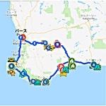 パースから南へキャンピングカー旅行見どころ日本語マップ